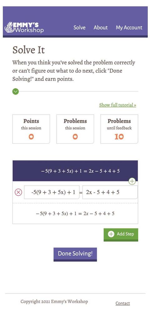 mobile view of algebra equation to solve in steps
and submit for analysis